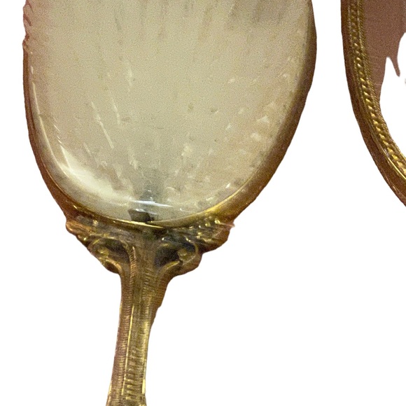 Vintage Antiqued Ormolu Brass heavy ornate metal Vanity set mirror brush - Picture 9 of 11